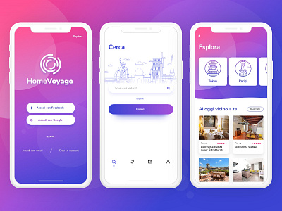 #Explore - Travel App adobe xd app design explore flat icon illustration interface ios purple search travel ui ux vector xd