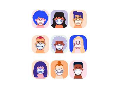 Wear a facemask! branding character corona virus covid19 diversity face mask icon app icon art icon design icon set icons illustration illustrator minimal ui ux vector illustration