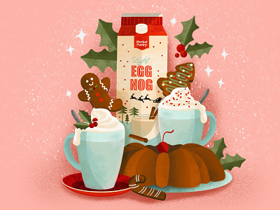 Holiday Cheer cake christmas christmas cookies egg nog festivity flat holiday holiday cheer hot chocolate illustration illustrator new year retro