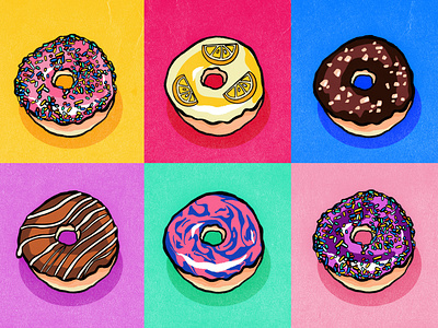 Donuts for Every Mood donut food illustration illustrator sprinkles ui vector illustration vibrant colors