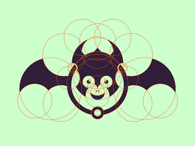 Smile Bat bat circle fibonachi logo perfect simple smile