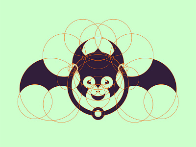 Smile Bat bat circle fibonachi logo perfect simple smile