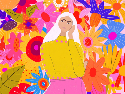 FLORAL MOOD abstract art abstract illustration colorful illustration colors digital art digital illustration digital painting floral flowers girl illustration illustration leaves pattern plants pop art pretty spring summer vibrant colors woman illustration