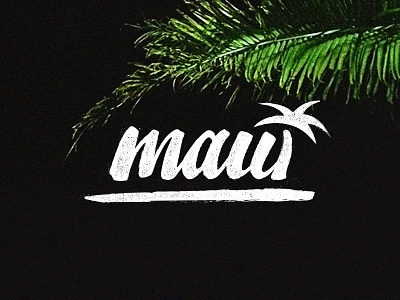 maui hand drawn hawaii palm tree script