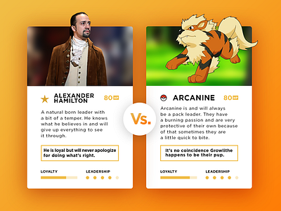 Pokemon Vs Hamilton arcanine hamilton pokemon theatre ui card