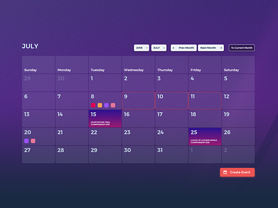 eHordes Calendar calendar calendar ui esports ui ui design