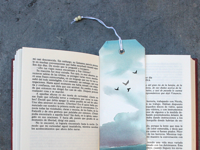 Bookmarks watercolors landscape with birds flying birds flying bookmarks landscape silvia cairol watercolors