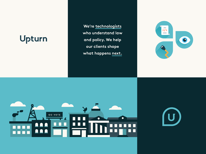 Upturn Site identity brand site illustration tech law policy town logo