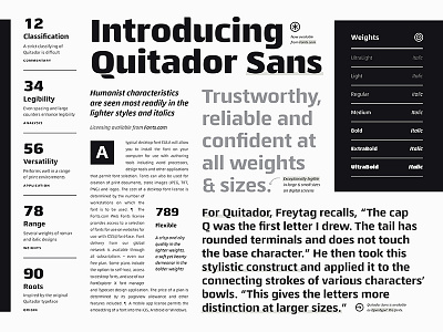 Fonts.com Quitador Sans editorial font fonts.com layout specimen type