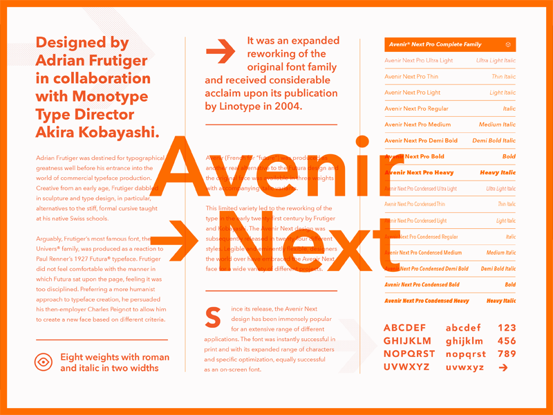 avenir next font family vector