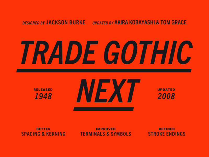 Monotype Trade Gothic Next Specimen industrial layout monotype specimen trade gothic type typography