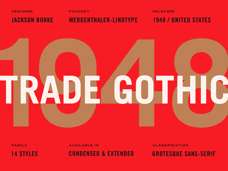 Monotype Trade Gothic Specimen industrial layout monotype print specimen trade trade gothic type