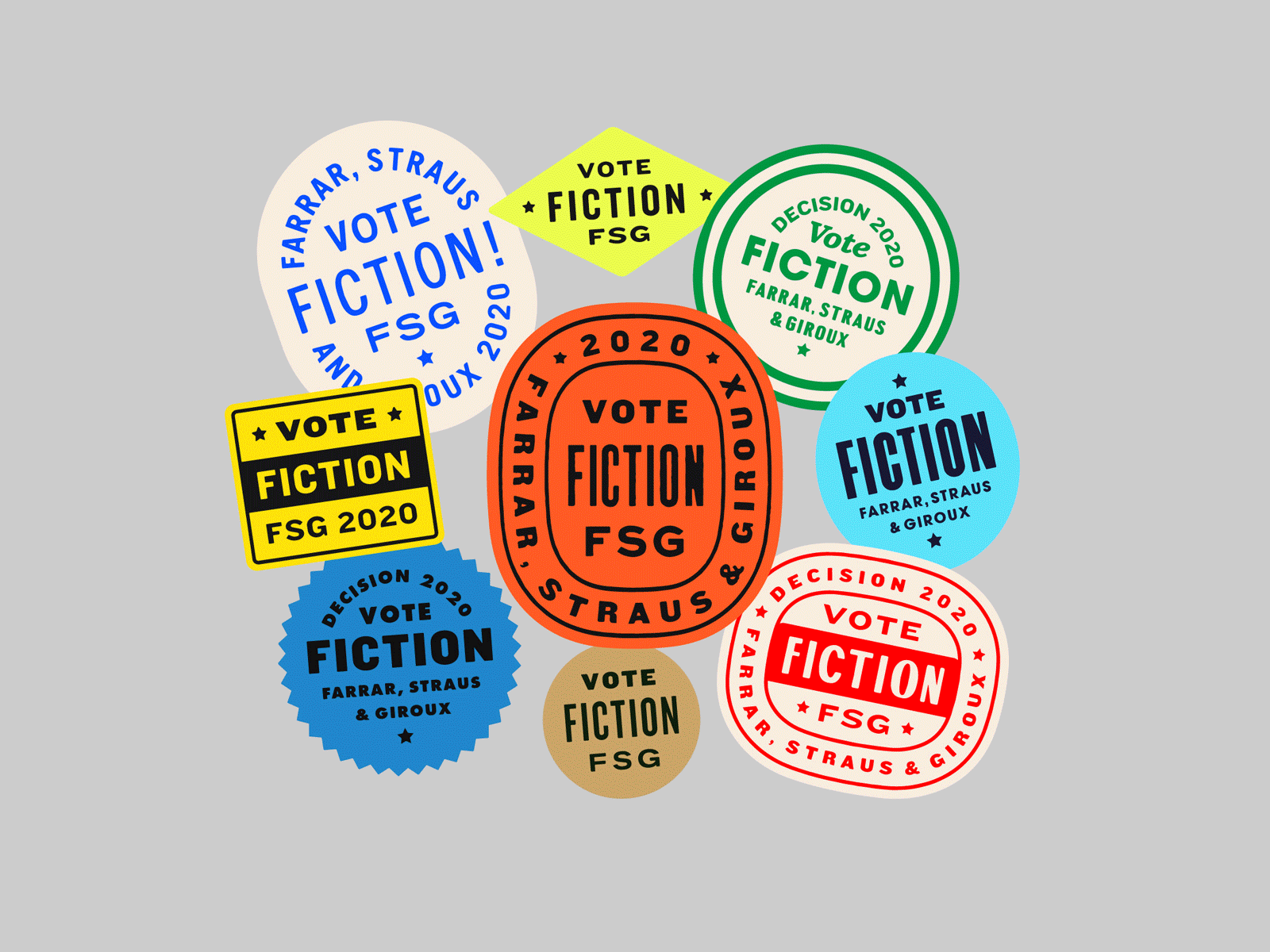 FSG 2020 Stickers 2020 books election fiction publishing stickers vote