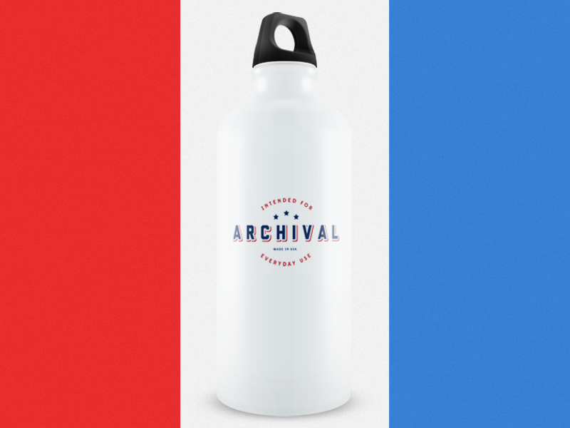 Archival Water Bottle badge logo americana oregon clothing mockup heritage american