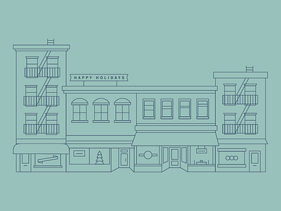 Storefront Illustration buildings city icons line lineart