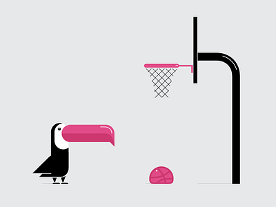 Toucan play this game animal ball debut dribble fail flat illustration illustrator toucan vector