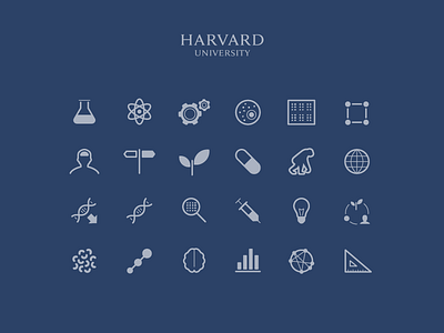 Science icon set for Harvard University biology cell chemistry harvard icon illustrator molecule physics science vector
