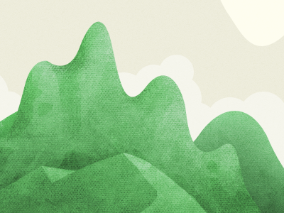 Scratched Illo: Rolling Hills, La Di Da clouds givt hills setting stage texture