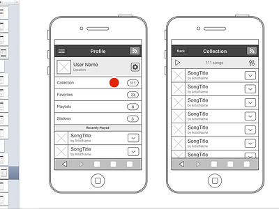 Wireframes for User Profile / Collection by James Barnes on Dribbble