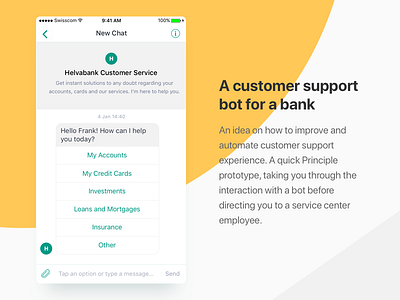 A Customer Support Bot for a Bank bank banking bot chat customer support ios message mobile
