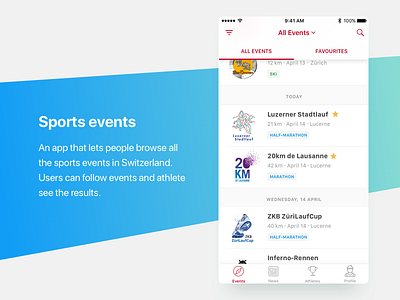 Spots app events ios list sport