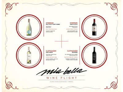 Mia Bella Wine Flight advertising wine