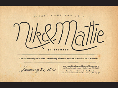 Nik & Mattie Invite Draft custom script wedding invitation