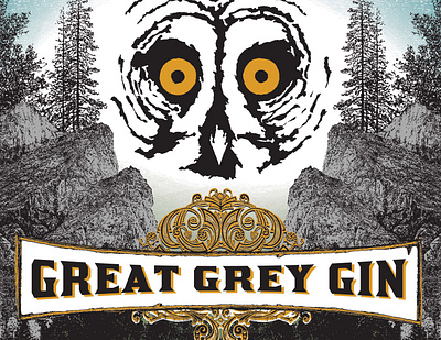 Great Grey Gin graphic design illustration label design screenprint serigraph