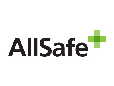 AllSafe Logo cross green identity logo opacity overlap safety transparency