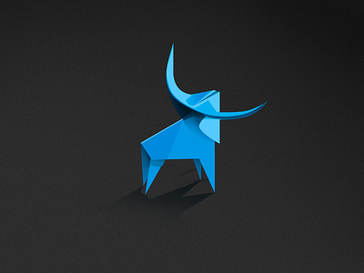 A Little Bison Logo animal bison blue logo logotype odessa origami paper ukraine