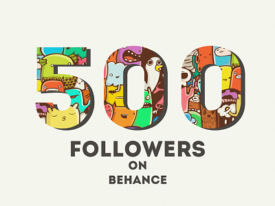 500 followers on Behance 500 behance doodle followers