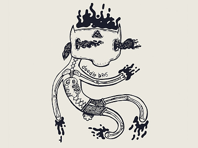Illustration black and white ink monster