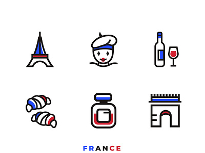 Icon Set Of France branding corporate design esolzlogodesign france icon illustration logo