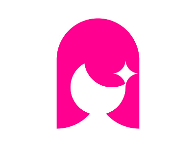 Girl branding design girl hairstyle human icon identity logo mark monogram star symbol