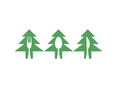 Pinewood branding design fork identity logo mark monogram negative space pinewood spoon symbol