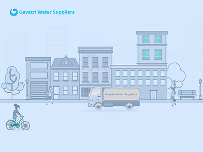 Gayatri Water Suppliers illustration landingpage suppliers water graphic web water tanker