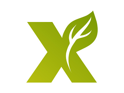 X + Leaves alphabet branding concept design flat illustration letter logo mark monogram vector x