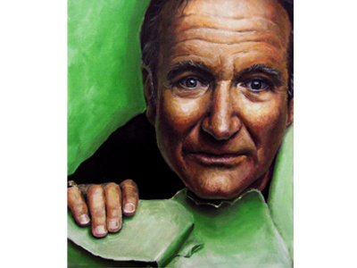 Robin Williams christie snelson color oil on canvas oil painting painting portrait robbin williams
