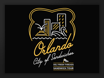 City of Sandwiches Shirt design disney illustration illustrator line merch neon orlando sandwich shirt swan vector