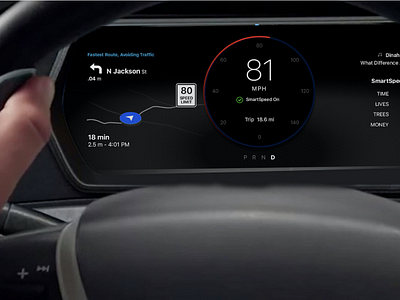 Vehicle display experiment automotive depth gps gradient icons map minimal mockup odometer photoshop product design sketch speed speed limit virtual cockpit