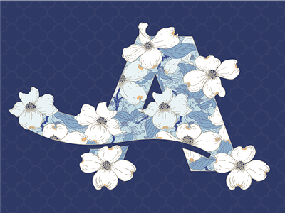 Flowery A a aarp blue dogwood flower letter trellis typography
