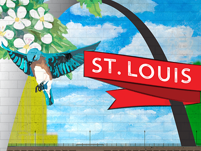 St Louis Photo Backdrop bird event flower mural photo background st louis wall