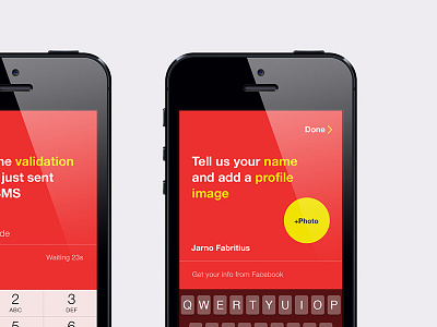 Red C Registration app ios iphone login onboarding red registration yellow