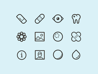 RL Icons bandaid eye icons pictogram stroke teeth thin