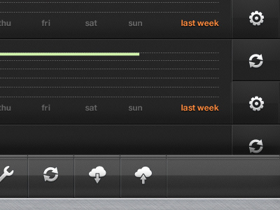 Dark UI - 2 buttons chart cloud icon ipad toolbar ui user interface ux