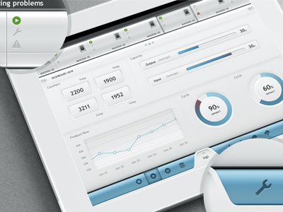 White UI - Final button chart dashboard gradient graph ipad plastic progress bar ui user interface