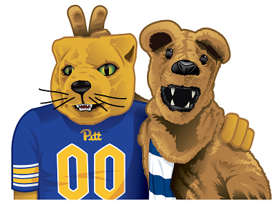 Pitt/PSU Mascots Illustration editorial illustration illustration print design sports vector