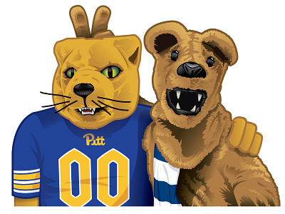 Pitt/PSU Mascots Illustration