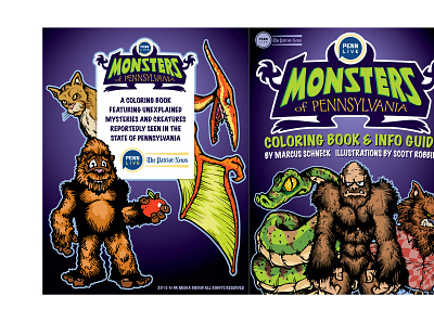 Monsters of PA Coloring Book jacket branding character design cover illustration drawing illustration pen and ink vector illustration