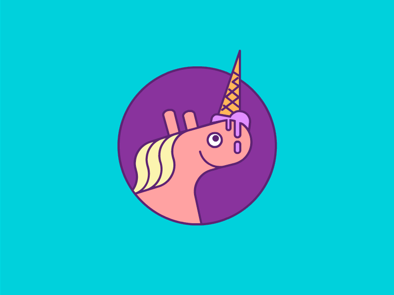 Froz ice-cream shop logo anikeeva childhood fun horn horse ice cream logo sign symbol unicorn